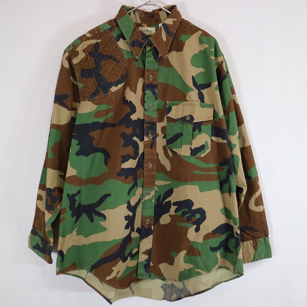 SALE/ 90年代 USA製 L.L.Bean エルエルビーン ハンティング 長袖シャツ ミリタリー ガンパッチ付き カモ (メンズ XL) N5858