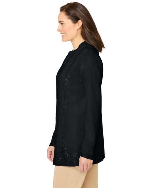 送料無料 ウーマン ウィズイン レディース ニット セーター アウター Plus Size Zip Front Shaker Cardigan Black
