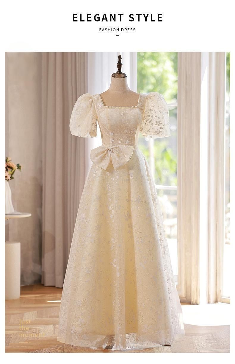 フランス風夏用長袖ロングワンピース