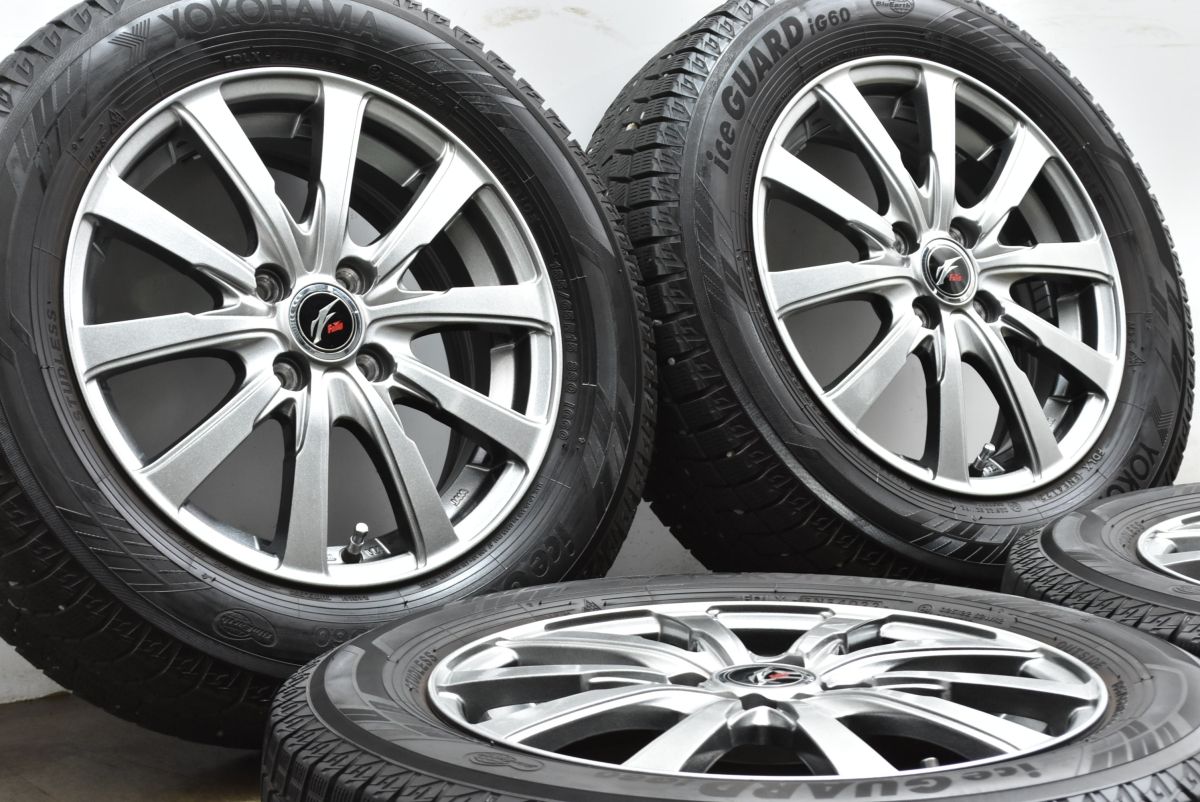 バリ溝 ファング 15in 5.5J 50 PCD100 ヨコハマ アイスガード iG60 185|65R15 フィールダー アクア ヤリス フィット スイフト