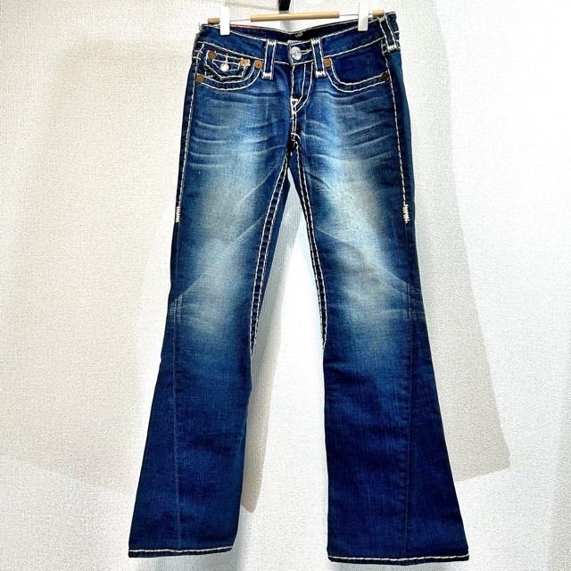✅USA製 TRUE RELIGION SUPER T デニムパンツ y2k トゥルーレリジョンデニムパンツJOEYSUPERTフレアGパンY2Kロゴ
