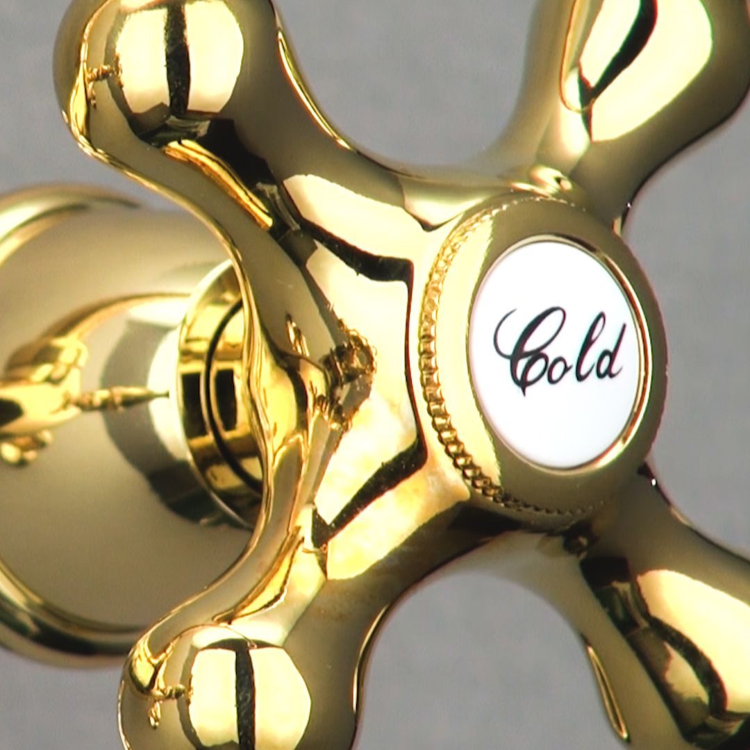 ♥ KAKUDAI 2ハンドル混合栓 ゴールド _ 126-007-G STEELWINDOWSANDDOORS_COM