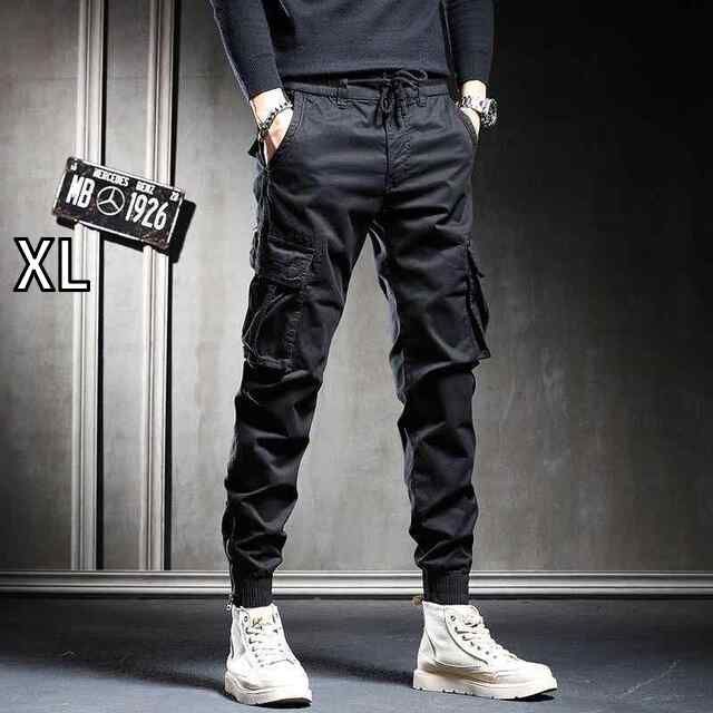 [XL]メンズ ファッション 服 男性用 オシャレ シンプル 大人 かっこいい 大きいサイズ ストリート 紳士服 黒 ハイエンド レトロ スタイル ズボン アウトドア カジュアル ロング パンツ