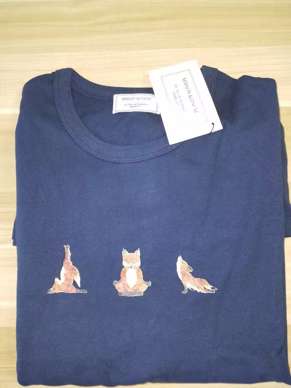 ★美品★ メゾンキツネ ヨガフォックス Tシャツ 半袖 ネイビー ヨガ フォックス ボクシー Tシャツ | Maison Kitsuné