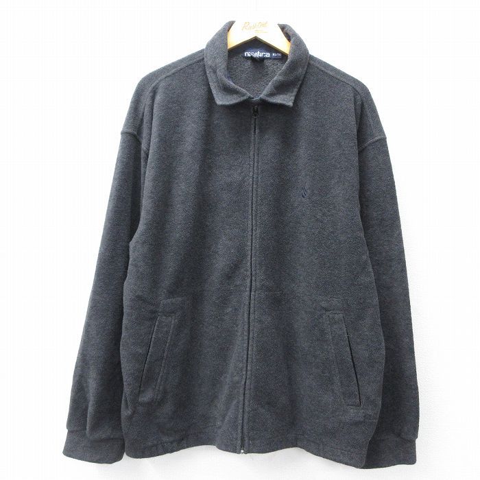 XL|古着 ノーティカ 長袖 ブランド フリース ジャケット メンズ 90s ワンポイントロゴ 濃グレー spe 25sep26 アウター