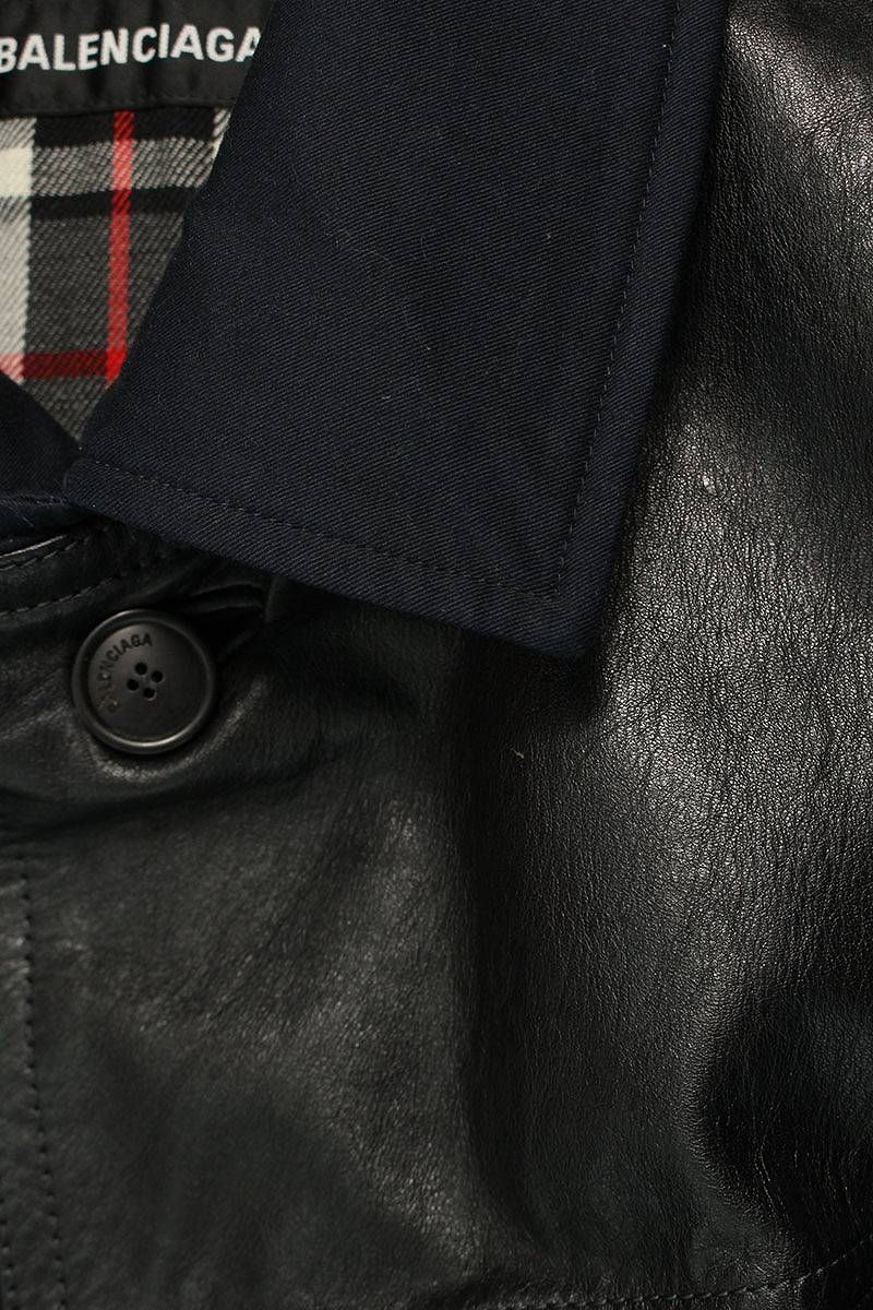 BALENCIAGA バレンシアガ カーフレザー切替ウールコート