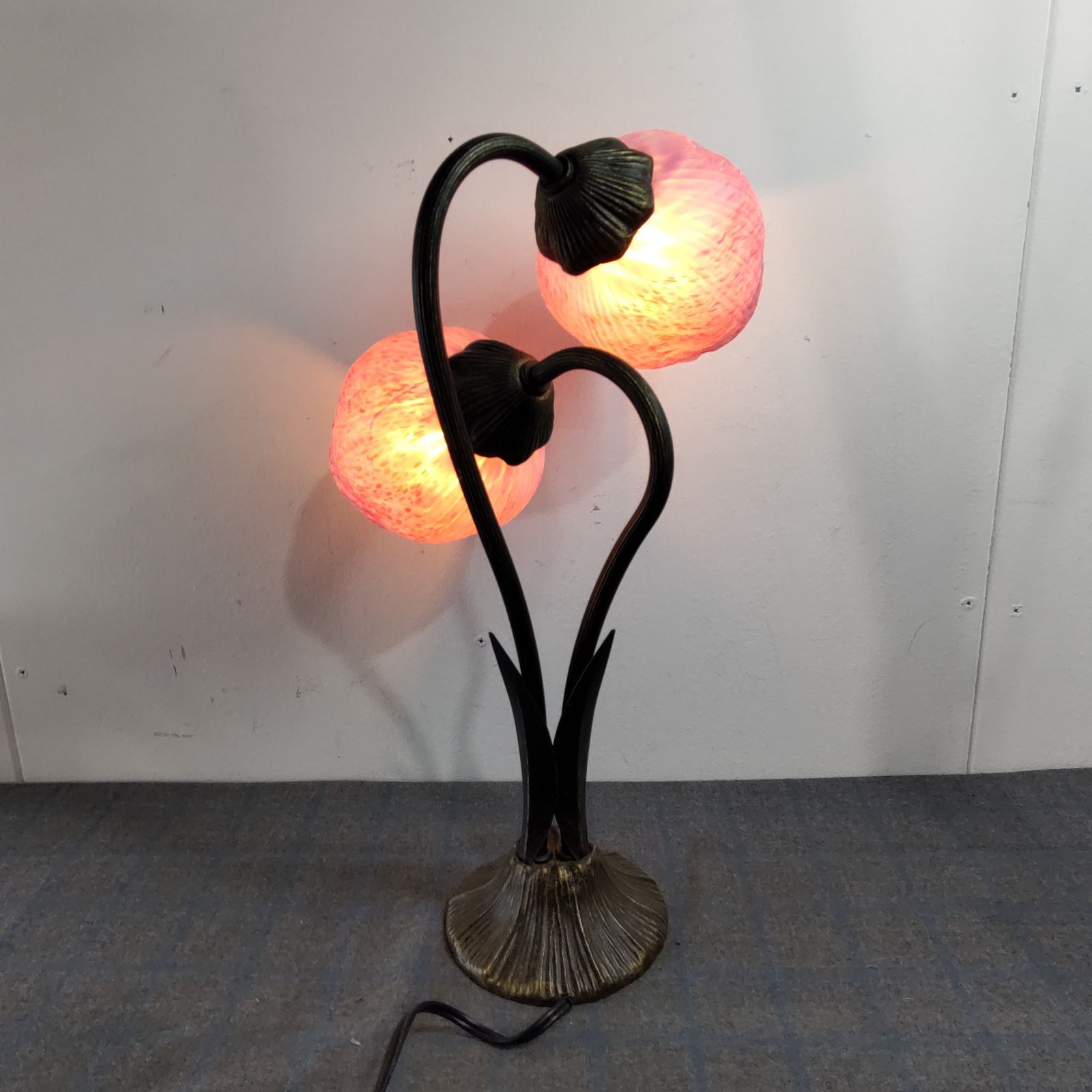 Vintage HOYA 花あかり ききょう テーブルランプ 紫 Vintage HOYA 花