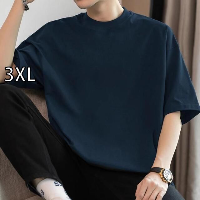 3XL メンズ ファッション 服 オシャレ シンプル 大人 かっこいい 大きいサイズ ストリート 紳士服 260 グラム ヘビー コットン T シャツ 半袖 ラウンドネック トップス アメリカンコットン 無地 ボディ