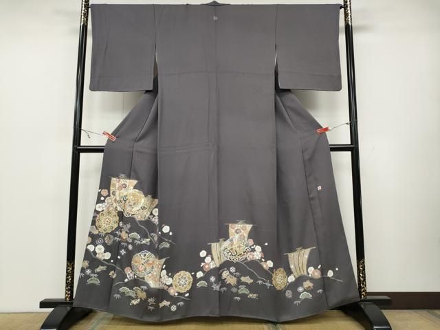 平和屋着物●豪華色留袖 作家物 駒刺繍 宝尽くし飛鶴花文 金銀彩 健勝苑扱い 正絹 CAAZ2427ut