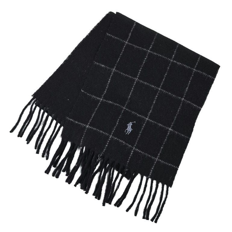 ポロ ラルフローレン POLO RALPH LAUREN マフラー リバーシブル ウインドウペイン柄 メンズ レディース 男女兼用 ブラック PC0743 001