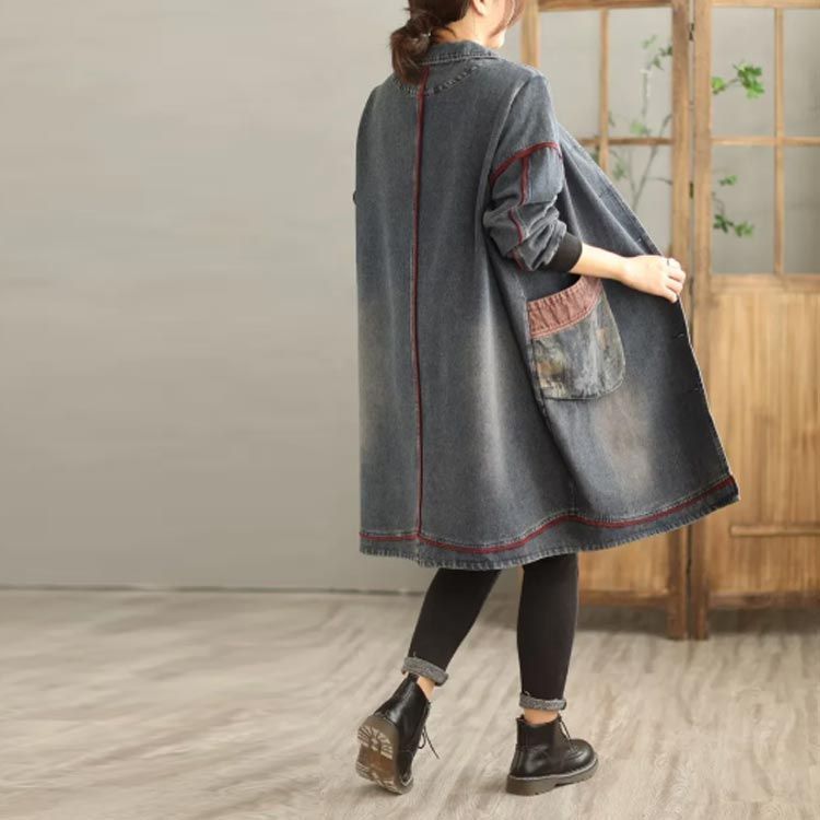 デニムジャケット 春 ロングジャケット 体型カバー コート デニムコート アウター ロングコート レトロ Gジャン オーバーサイズ 切り替え おしゃれ 3XL XL M L 大きいサイズ 2XL レ cjfj143616 SIROKUMA-CORPORATION_COM