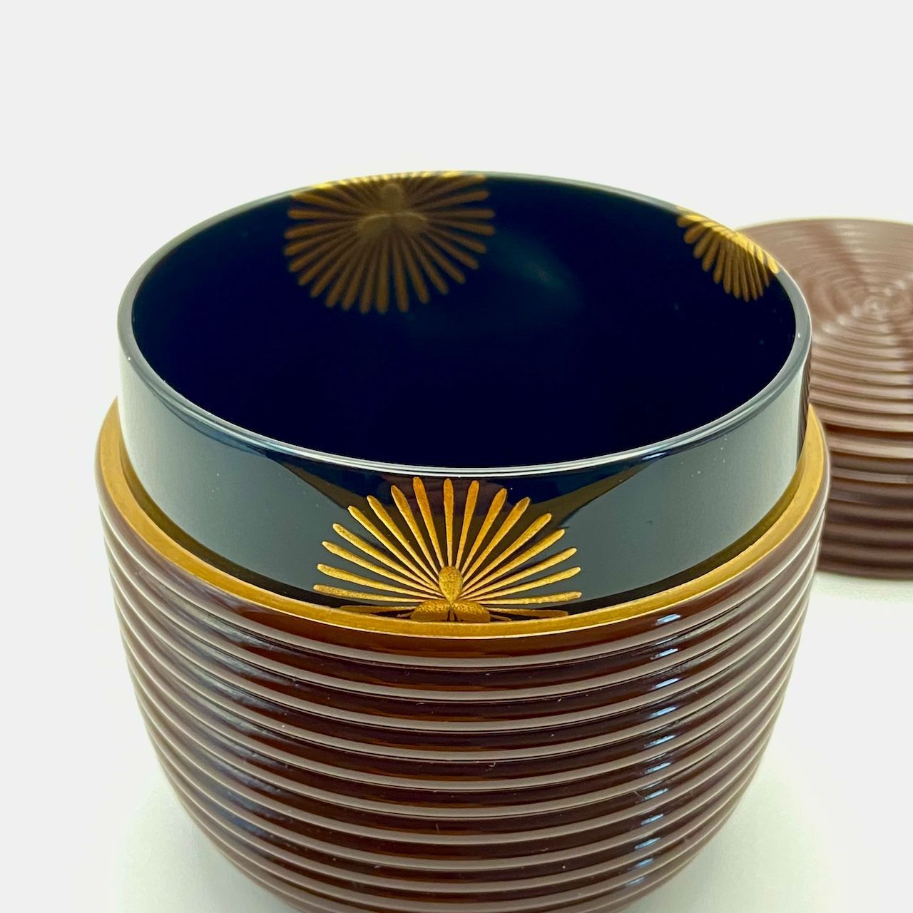 大棗 潤塗 独楽筋 中谷秀斉 共箱入 茶道具 薄茶器 漆器 漆芸 伝統工芸