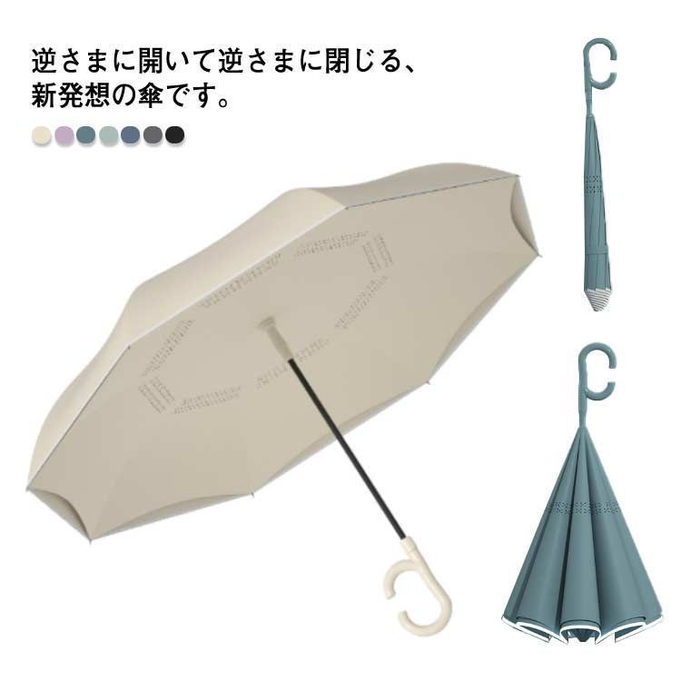 逆さ傘 雨傘 2重傘 長傘 8本骨 レディース メンズ UVカット 紫外線カット 丈夫 梅雨対策 半自動開閉 傘 かさ カサ 車用傘 逆向き 自立する傘 逆折り式傘 母の日 敬老の日 撥水 耐風 晴雨 SfxI980
