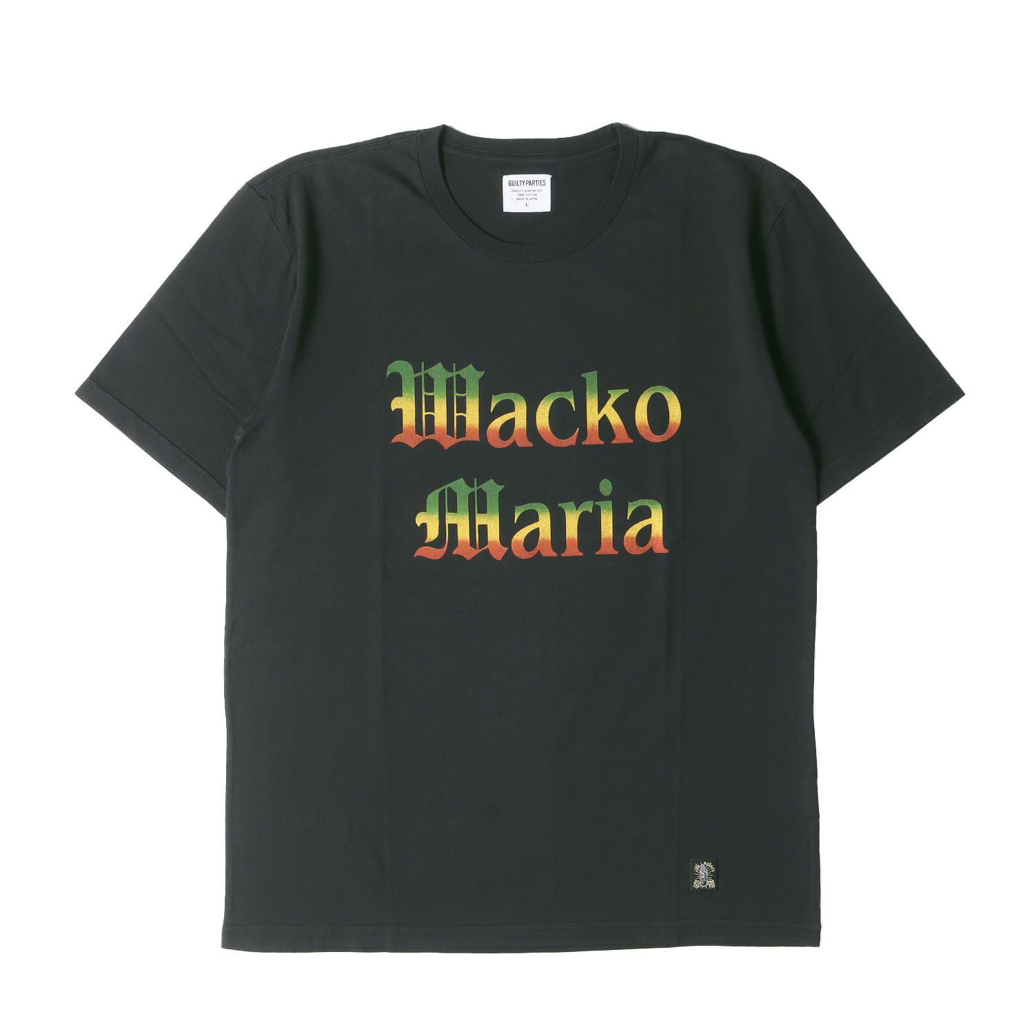 新品 WACKO MARIA ワコマリア Tシャツ サイズ:L 22SS ラスタカラーロゴ クルーネックTシャツ STANDARD T-SHIRT ブラック 黒 トップス カットソー 半袖【メンズ】