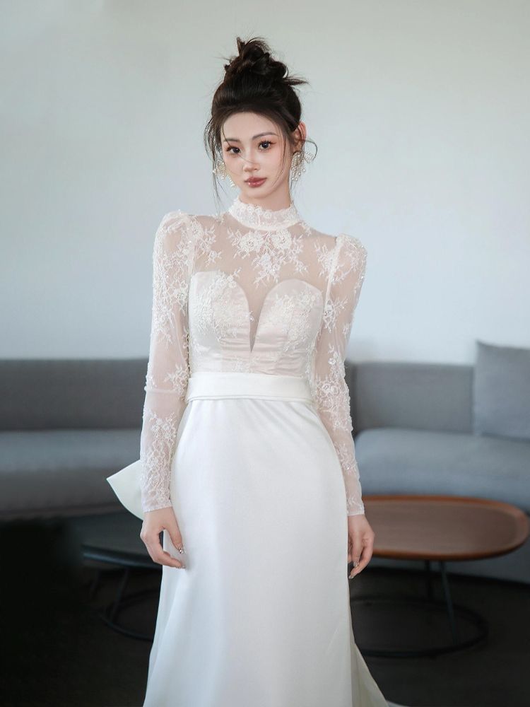 ウェディングドレス 花嫁 二次会 ウエディングドレス 結婚式 前撮り 披露宴 リゾート 総レース ハネムーンフォト レストランウェディング