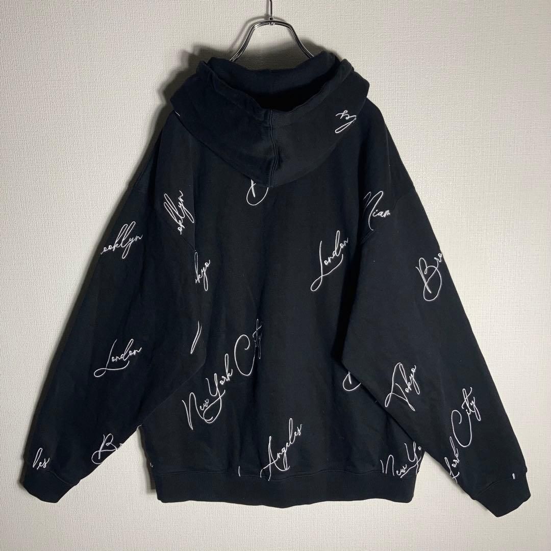 KITH プルオーバーパーカー 刺繍ロゴ 総柄 黒 2XL. KITH プルオーバーパーカー 刺繍ロゴ 総柄 黒 2XL - メルカリ