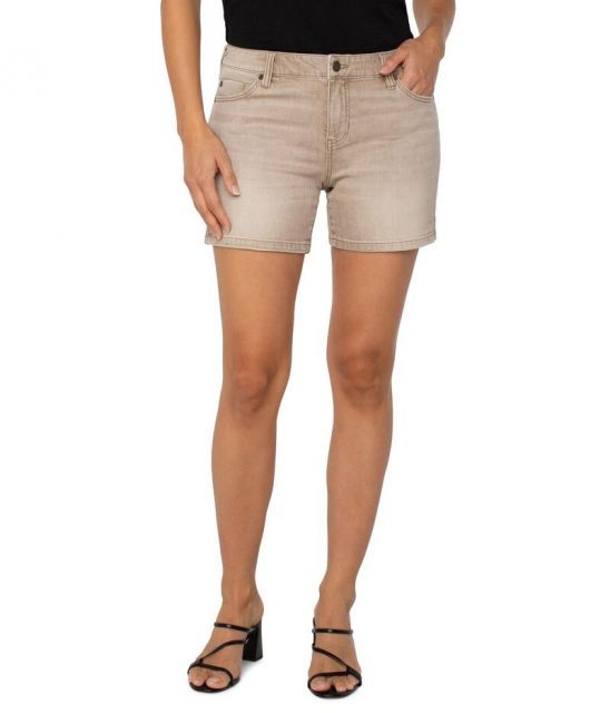 【送料無料】 リヴァプール ロサンゼルス レディース ハーフパンツ・ショーツ ボトムス 3.5" Vickie Mid-Rise Denim Shorts Vintage Khaki