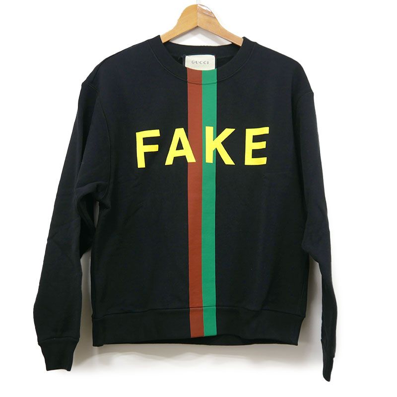 国内正規品　グッチ　not fake スウェット トレーナー ブラック 黒 xs グッチ FAKE NOT コットン スウェットトレーナー 635847 XS 黒