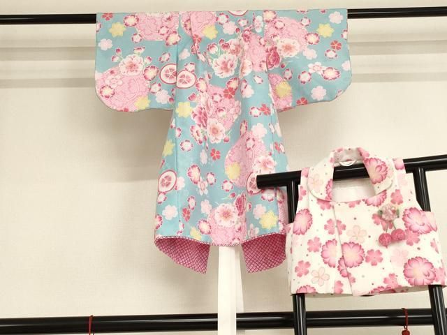 七五三 三歳 女児 被布 着物フルセット 日本製 ちりめん地 NO24011 七五三 三歳 女児 被布 着物フルセット 日本製 ちりめん地 NO24011