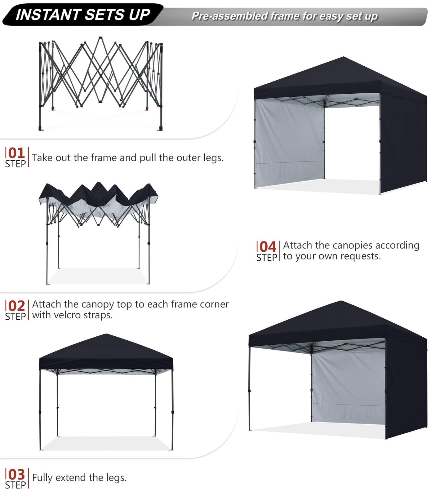 特価商品】ABCCANOPY タープテント ワンタッチ サイドシート2枚付き センターロック 3m/2.5m/2m 3段階調節 キャスターバッグ付き  8人用大型 組立簡単 付属品付き - メルカリ