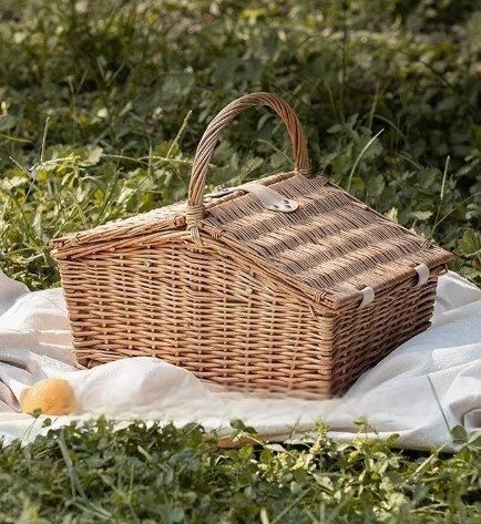 職人の手作り 柳の編み物み上げカゴバック 手作りバスケット ナチュラル買い物カゴ 収納バッグ 食器セット付き 野外キャンプ ZYP29今がチャンス