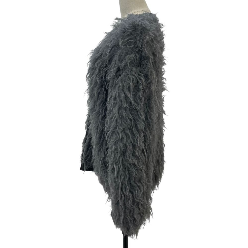 24AW ESTNATION エストネーション ウールブレンド ファーチュールリバーシブルニットコート サイズF グレー レディース 古着