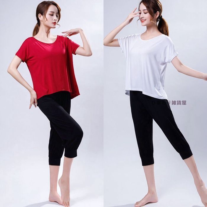 モダール ヨガウェア 上下セット レディース 半袖Tシャツ ゆったり 7分丈 ヨガパンツ フィットネスウェア ダンスウェア リラックスパンツ ヨガ パンツ サルエル 部屋着 ダンス 美脚 フィット