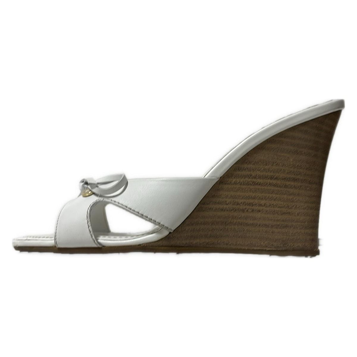 TOD S トッズ ミュール 37 1|2 レディース - 白 リボン レザー