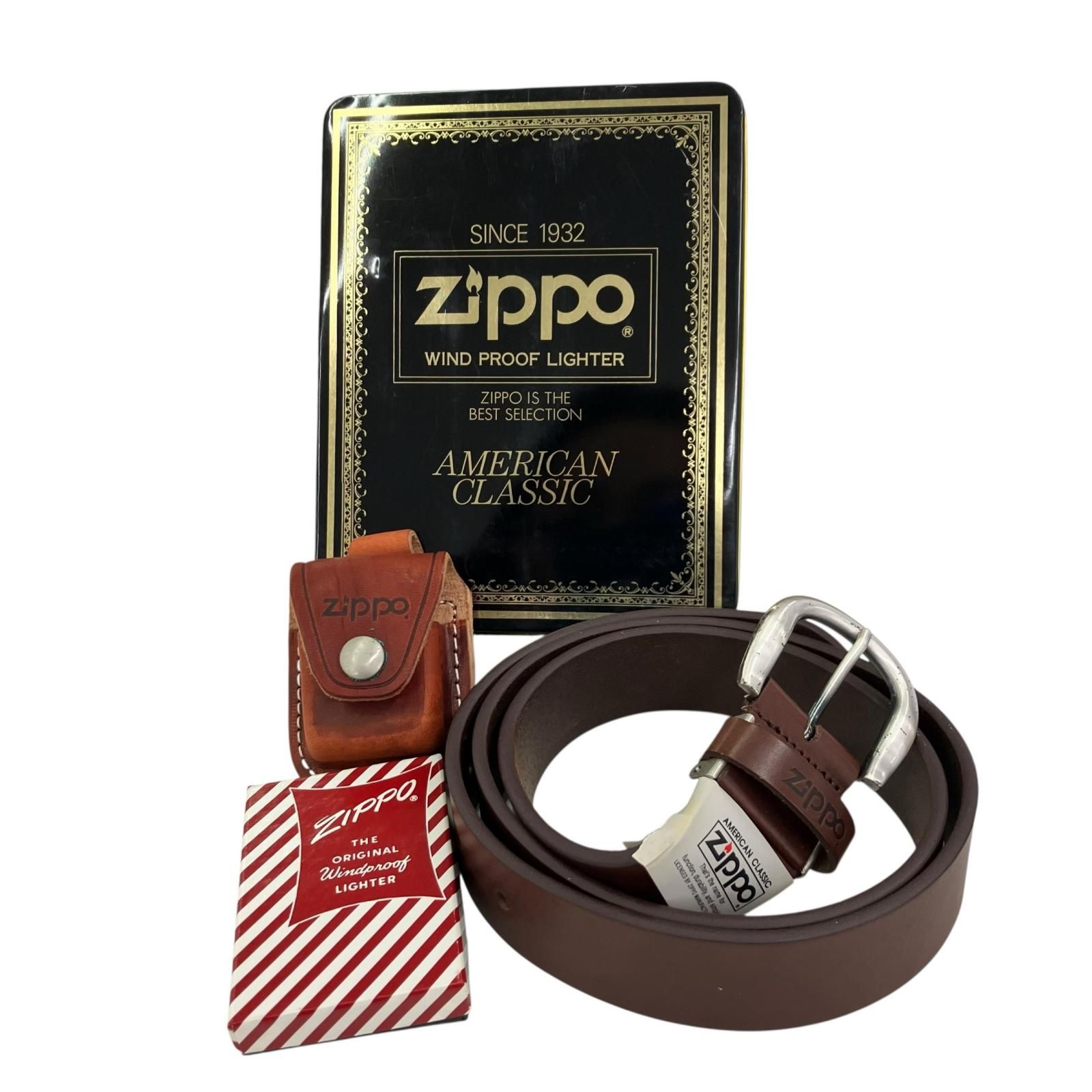 生活家電 186000 ZIPPO ジッポ ライター&レザーケース&ベルト Box入り