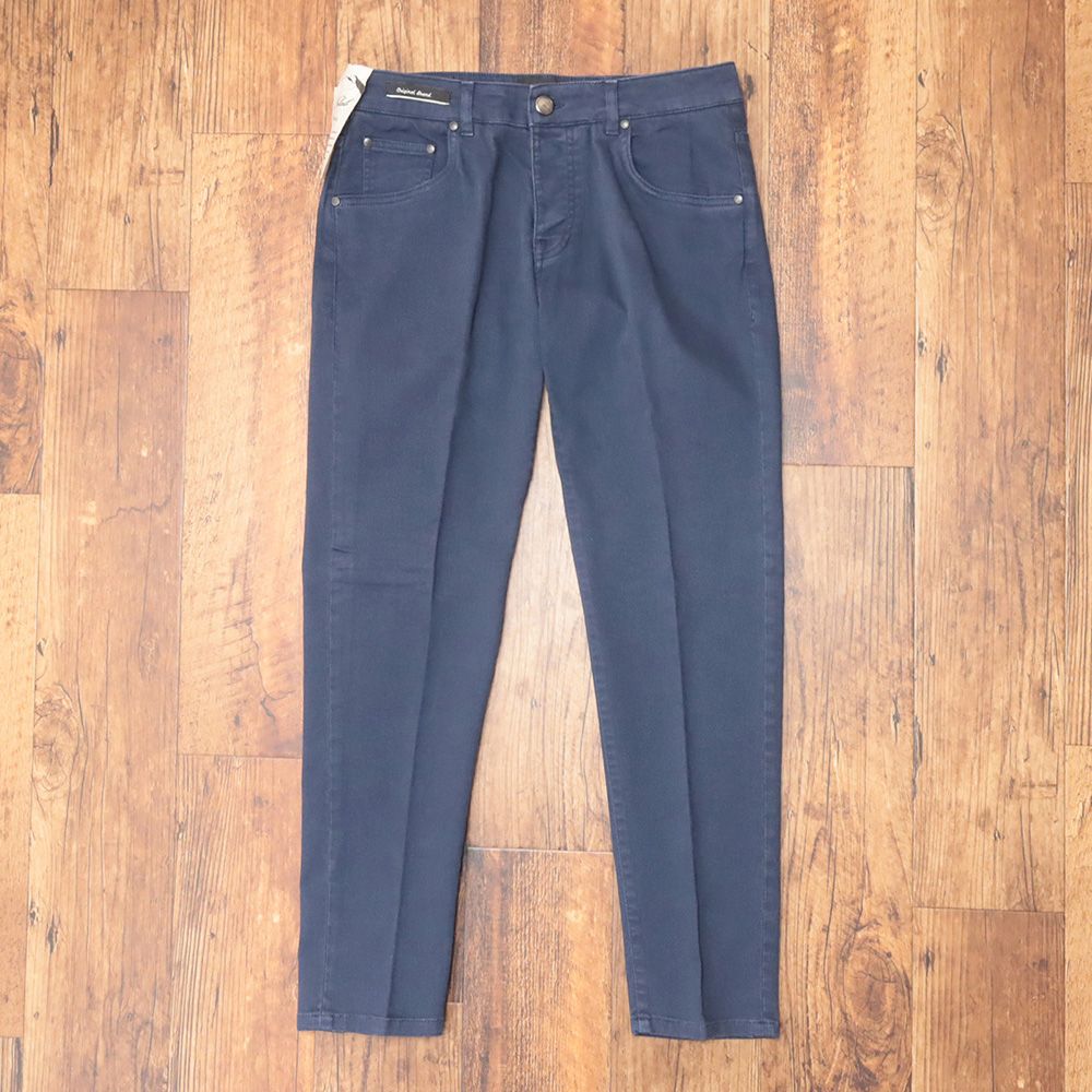 秋冬 NO LAB Clothing＆Co. 34インチ 美脚パンツ ツイル無地 ガーメントダイ イタリア製 大人 こなれ感 おしゃれ 紺 ネイビー md 190