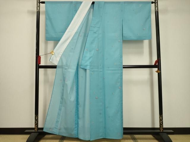 平和屋着物 夏物 小紋 絽 草花文 洗える着物 AABA5619sx