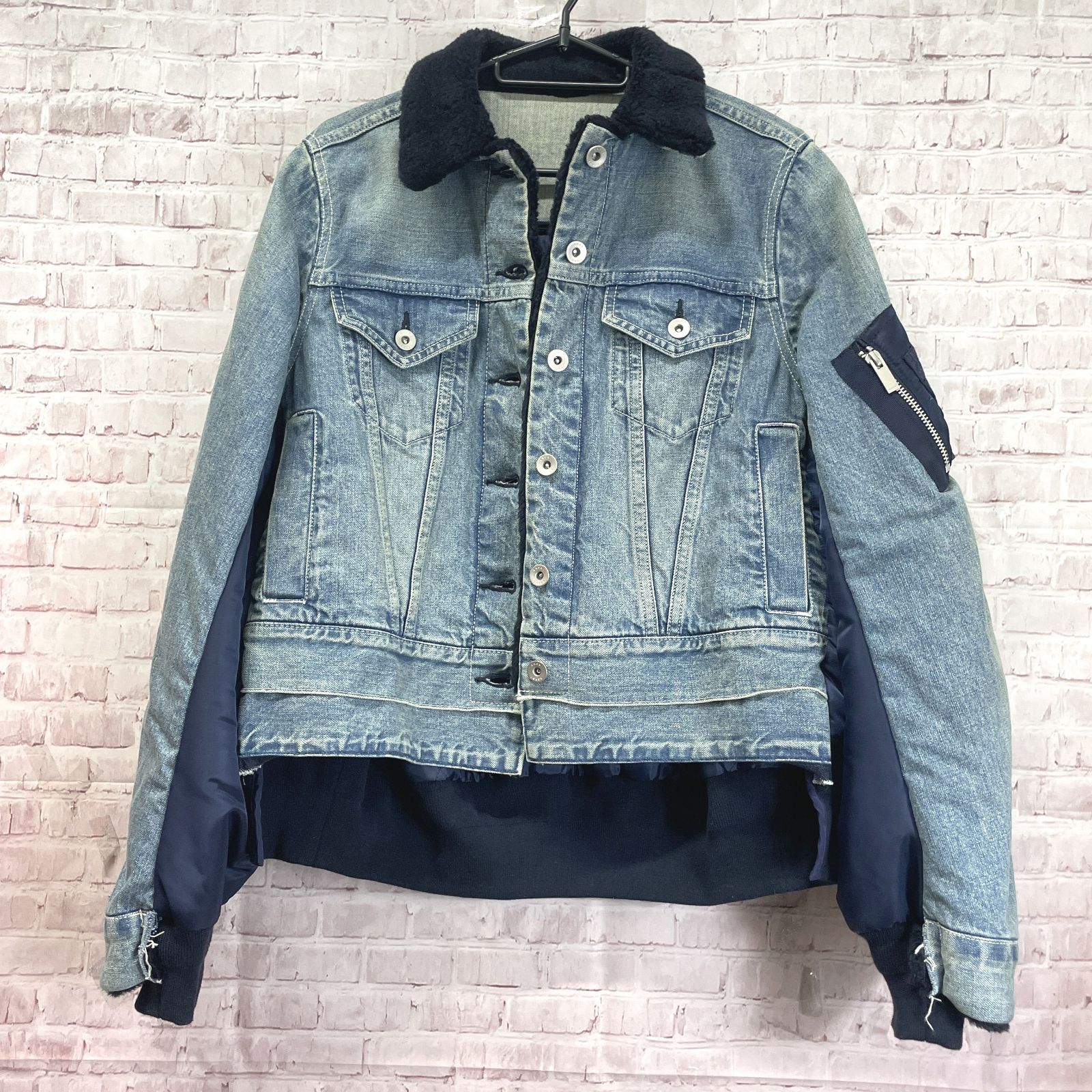 sacai 18AWリメイクボアデニムコート L相当 Sacaiのデニムジャケットを