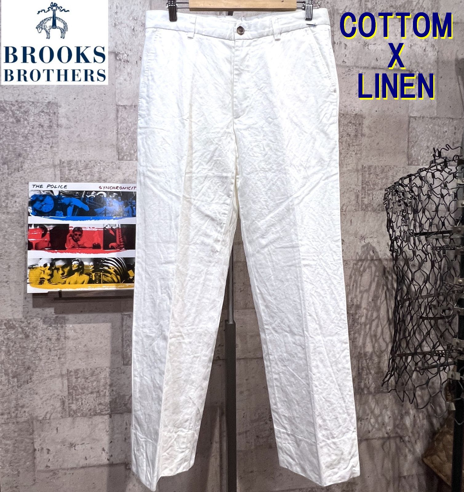 ブルックスブラザーズ 綿麻 ホワイト パンツ 33 BROOKS BROTHERS