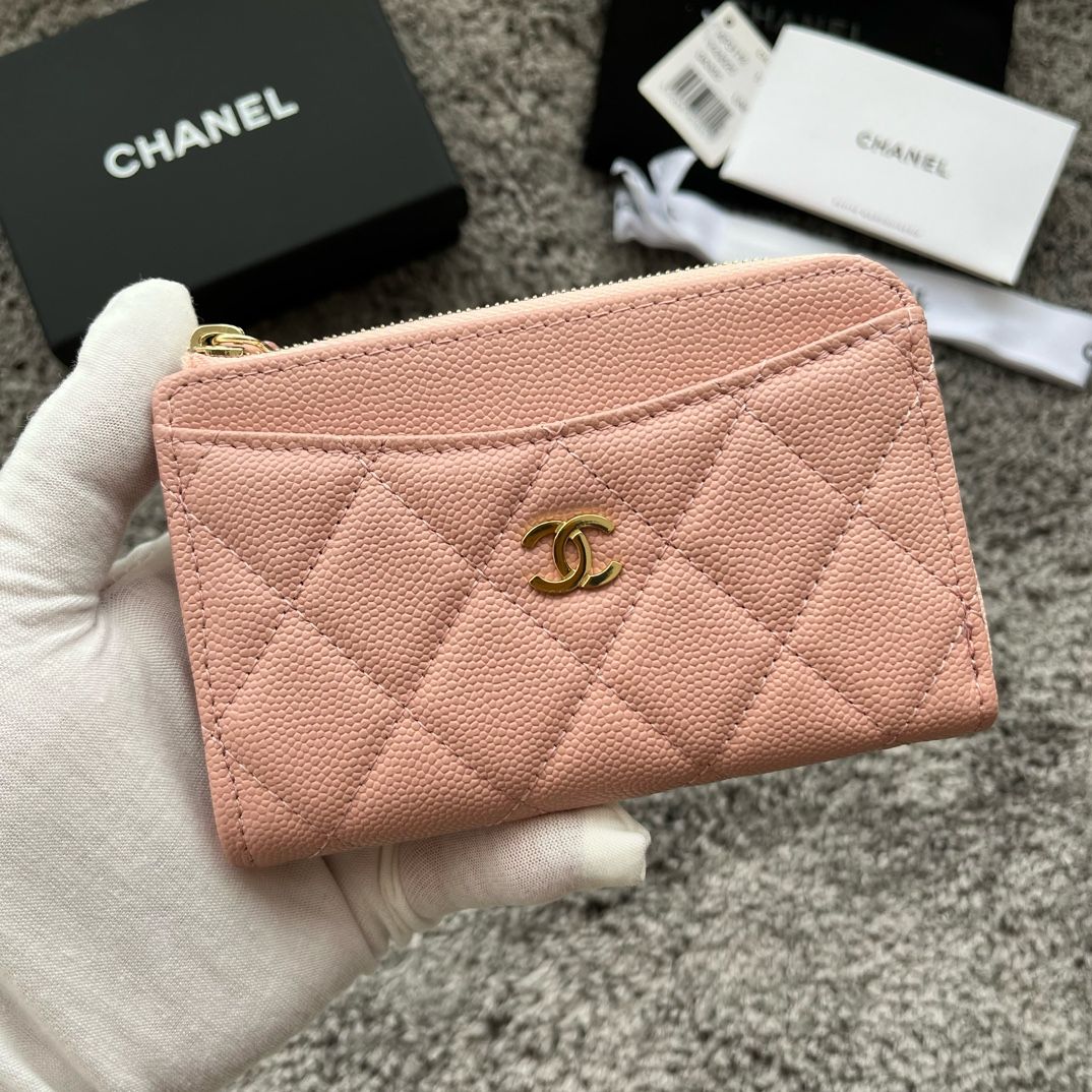 CHANEL シャネル フラグメントケース コインケース ミニ財布 キャビアスキン ベージュ