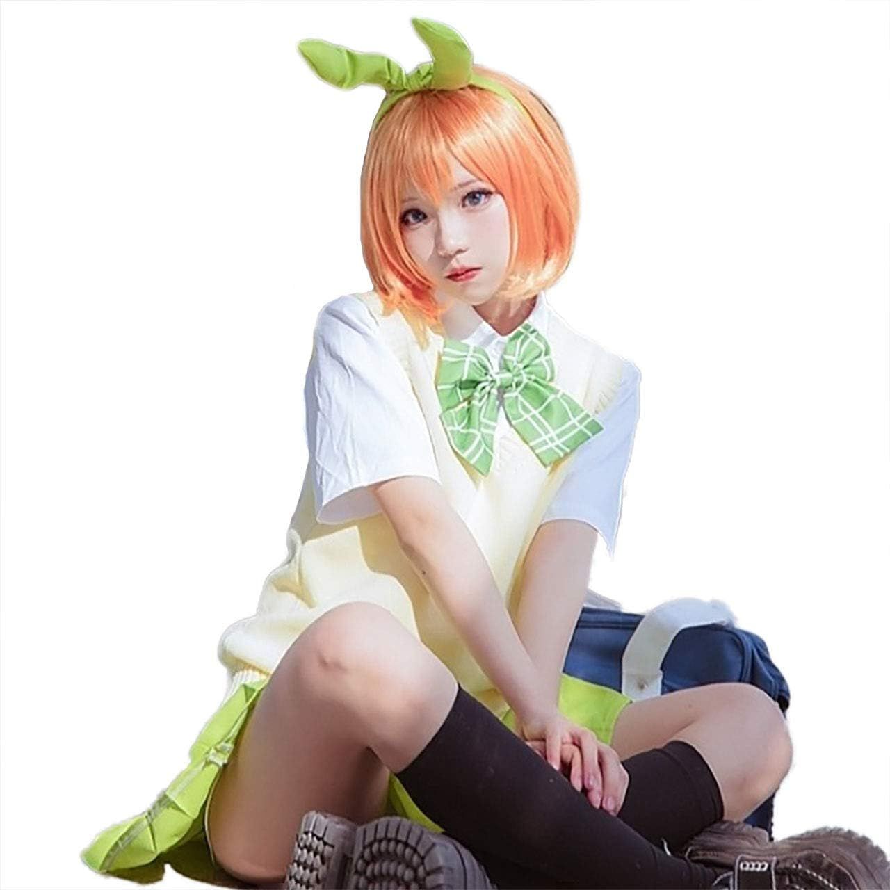 [milky time] ウィッグ付き 五等分の花嫁 中野 一花 二乃 三玖 四葉 五月 コスプレ セット ハロウィン ごとよめ (M, 四葉セット)