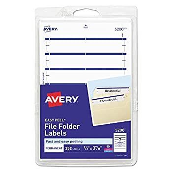 永久ファイルフォルダラベル 11/16 x 3 7/16 ホワイト/ダークブルーバー 252/パック