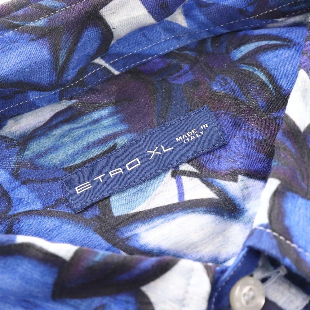 極美品 XL エトロ 半袖シャツ 花柄 水色 イタリア製 メンズ 総柄 極美品 XL エトロ 半袖シャツ 花柄 水色 イタリア製 メンズ 総柄