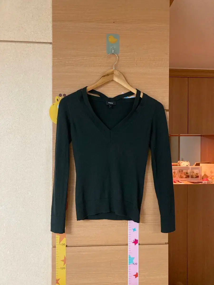 Theory セオリー ダーク 緑 Vネック ニット スジニット