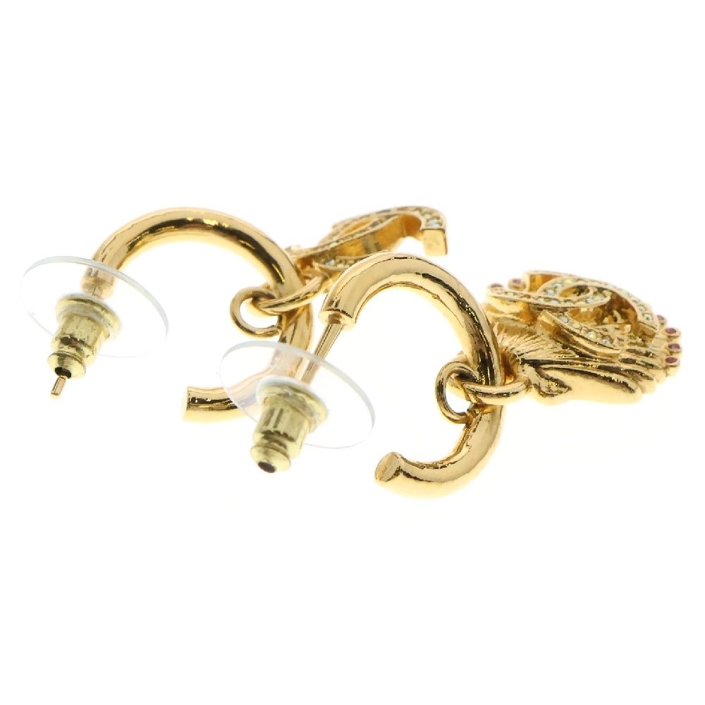 CHANEL (シャネル) ココマーク シェル A23C ピアス ラインストーン GP  