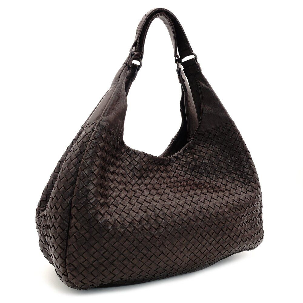 ボッテガヴェネタ Bottega Veneta イントレチャート カンパーナ ショルダーバッグ レザー ブラウン 茶色 7-9-435