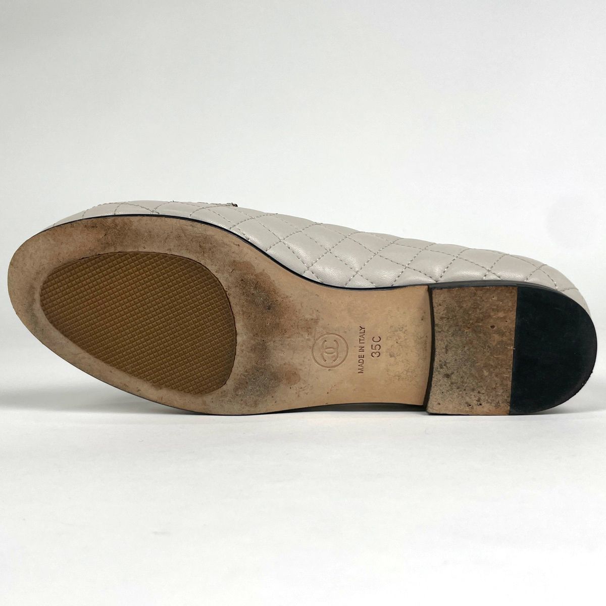 シャネル CHANEL ココマーク ローファー マトラッセ キルティング 靴 ローファー レザー オフホワイト レディース