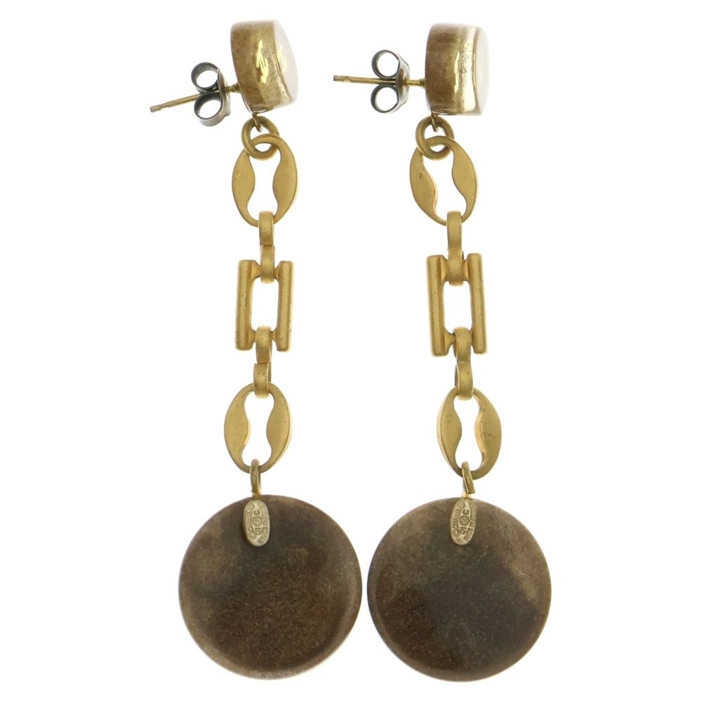 CHANEL シャネル ココマーク クローバー レジン チェーン ドロップピアス ゴールド 01C