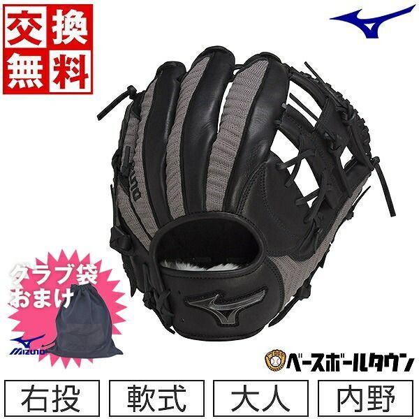 【新品未使用】 野球 グローブ 軟式 大人 右投げ ミズノ 軟式用テックニット TECH KNIT 内野手用 内野用 サイズ9 ブラック×グレー 黒 灰色 1AJGR28803 草野球 キャッチボール