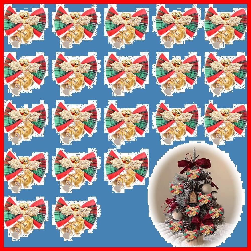 Doyime クリスマス オーナメント 20個セット クリスマス飾り クリスマスベル クリスマスツリー クリスマスリース インテリア装飾 DIY用 ギフト飾り クリスマス鈴 クリスマスリボン 蝶結び ベル付き 飾り付け 赤 金 緑