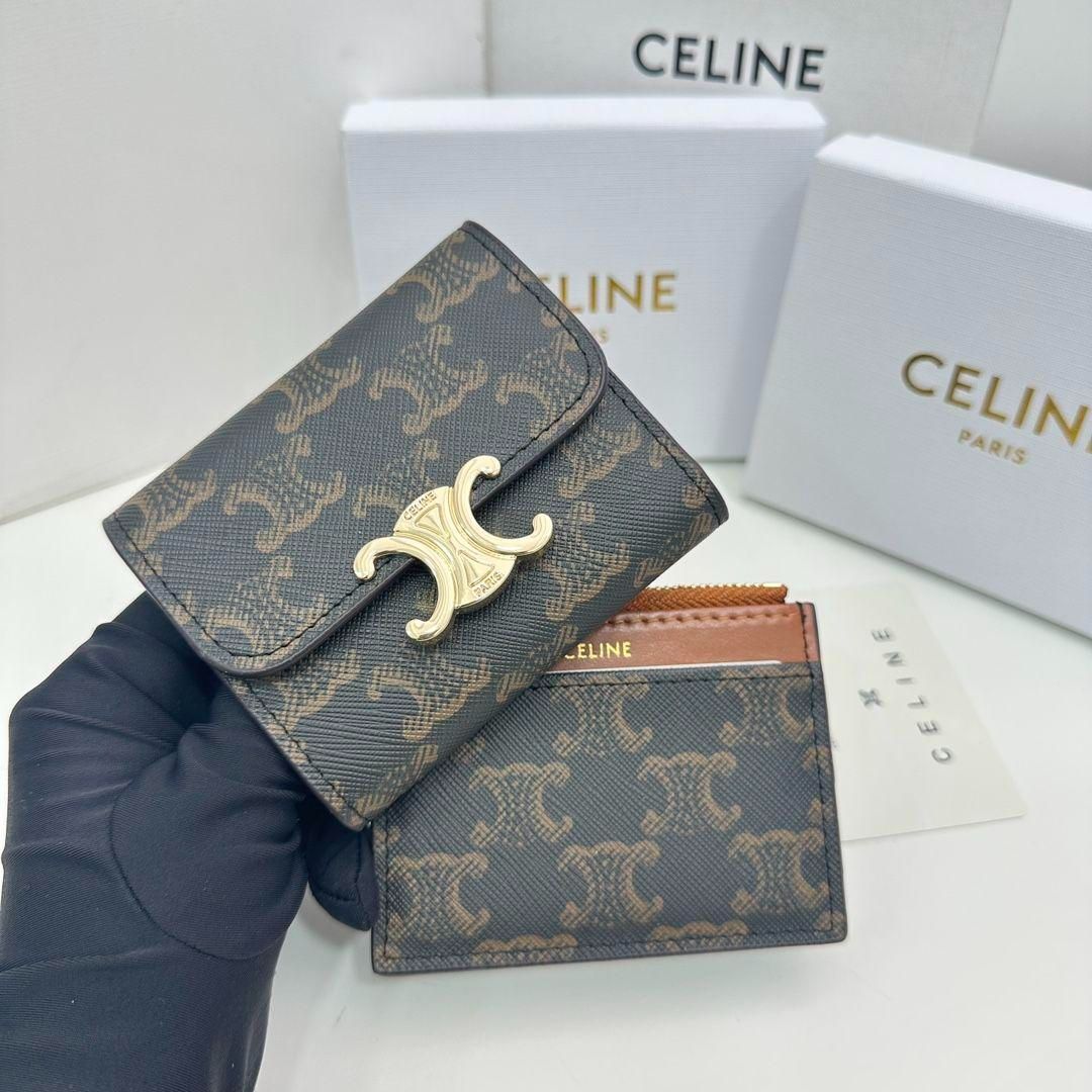 CELINE セリーヌ 財布トリオンフ 三つ折り財布 - メルカリ