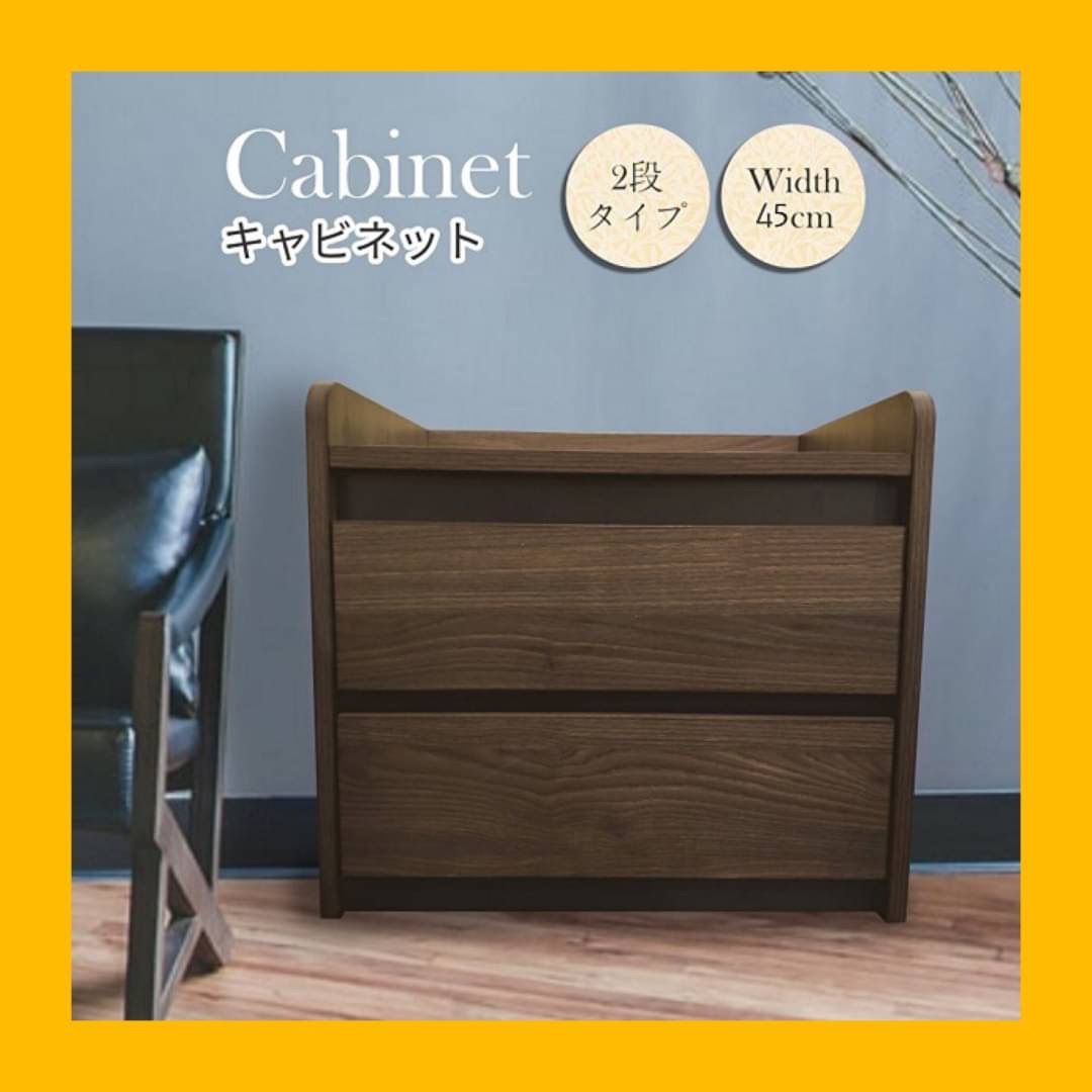 キャビネット収納 収納キャビネット 幅45cm 2段 2段キャビネット