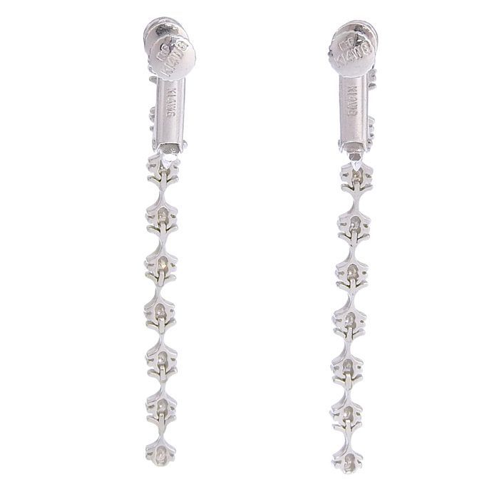 Diamond K14WGイエロー/カラーレス/ブラックダイヤモンドピアス(No