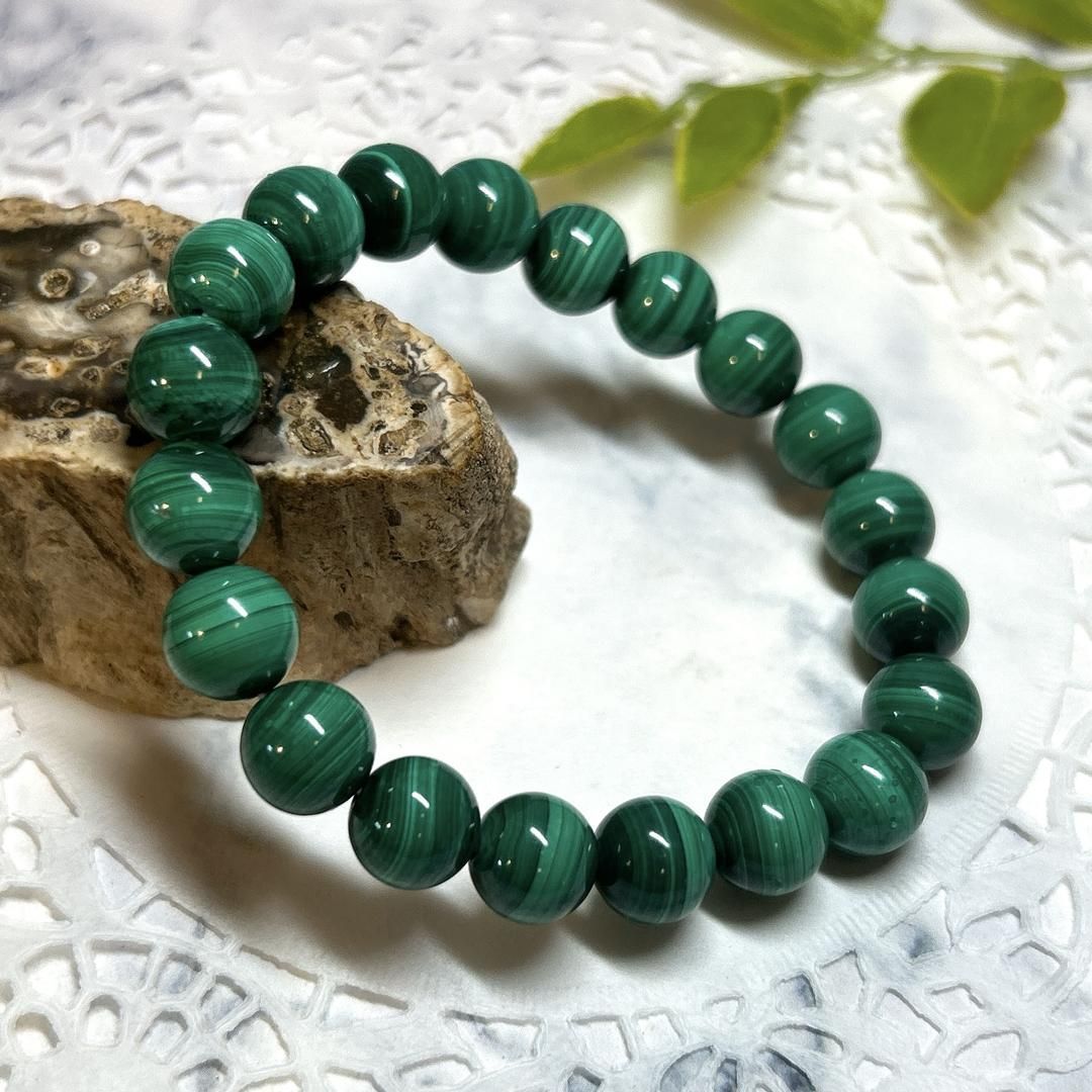  【E12926】マラカイト＊10㎜＊ブレスレット＊Malachite＊bracelet＊天然石＊アクセサリー＊パワーストーン＊クリスタルワールド 置物