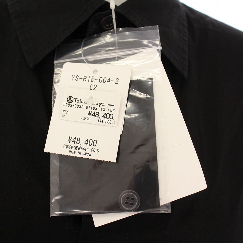ワイズ Y's ヨウジヤマモト CELLULOSE VIYELLA FRONT TUCKED BLOUSE セルロースビエラフロントタックブラウス シャツ 五分袖 無地 2 黒 YS- ワイズ Y's ヨウジヤマモト CELLULOSE VIYELLA FRONT TUCKED