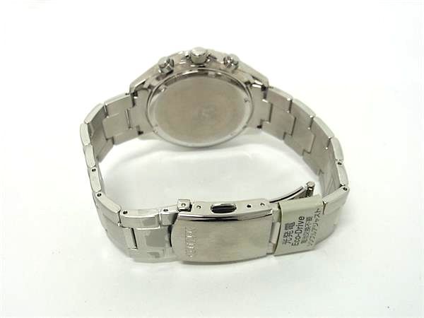  稼働品 CITIZEN シチズンH 500 S 064538 エコドライブ SS ソーラー 10気圧防水 クロノグラフ 時計 シルバー系 BN 6025 腕時計(クォーツ) 腕時計(アナログ)